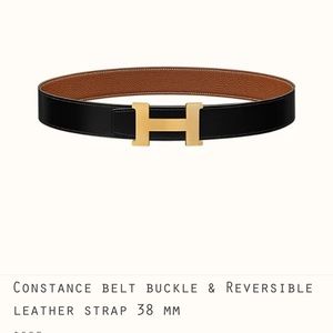 Reversible brown/black leather strap HERMES belt size 38 mm